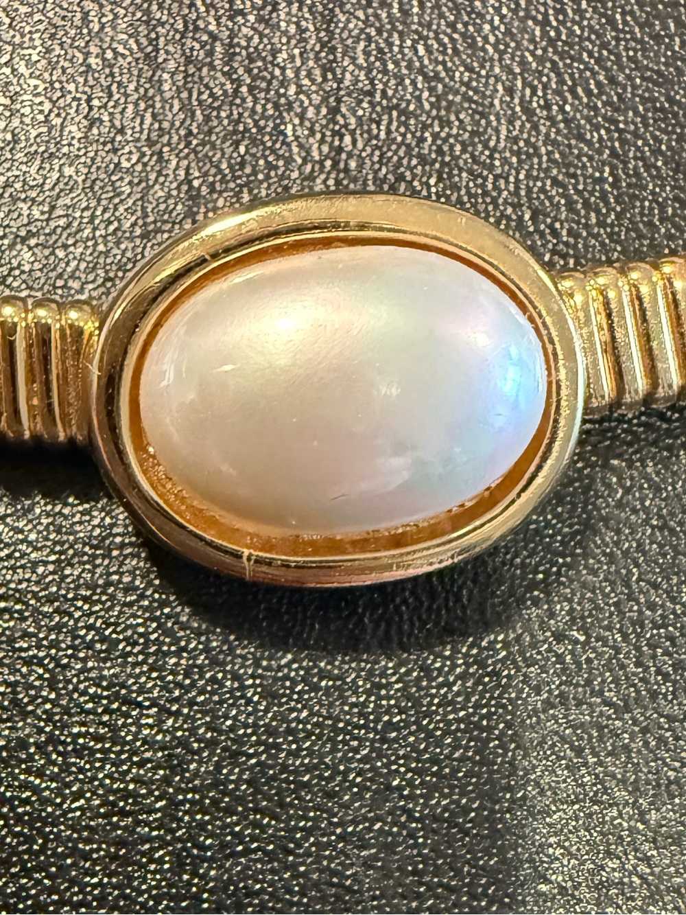 Vintage Christian Dior Gold Tone Snake Chain Necklace w/ Faux Pearl Accent - Picture 4 of 14